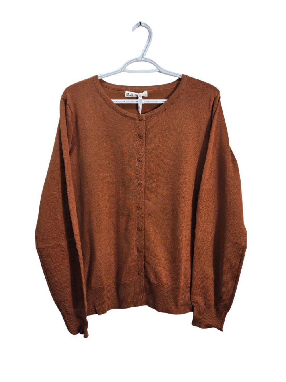 NWT Grace Karin Brown Button Up Cardigan Sweater XL - Picture 3 of 7